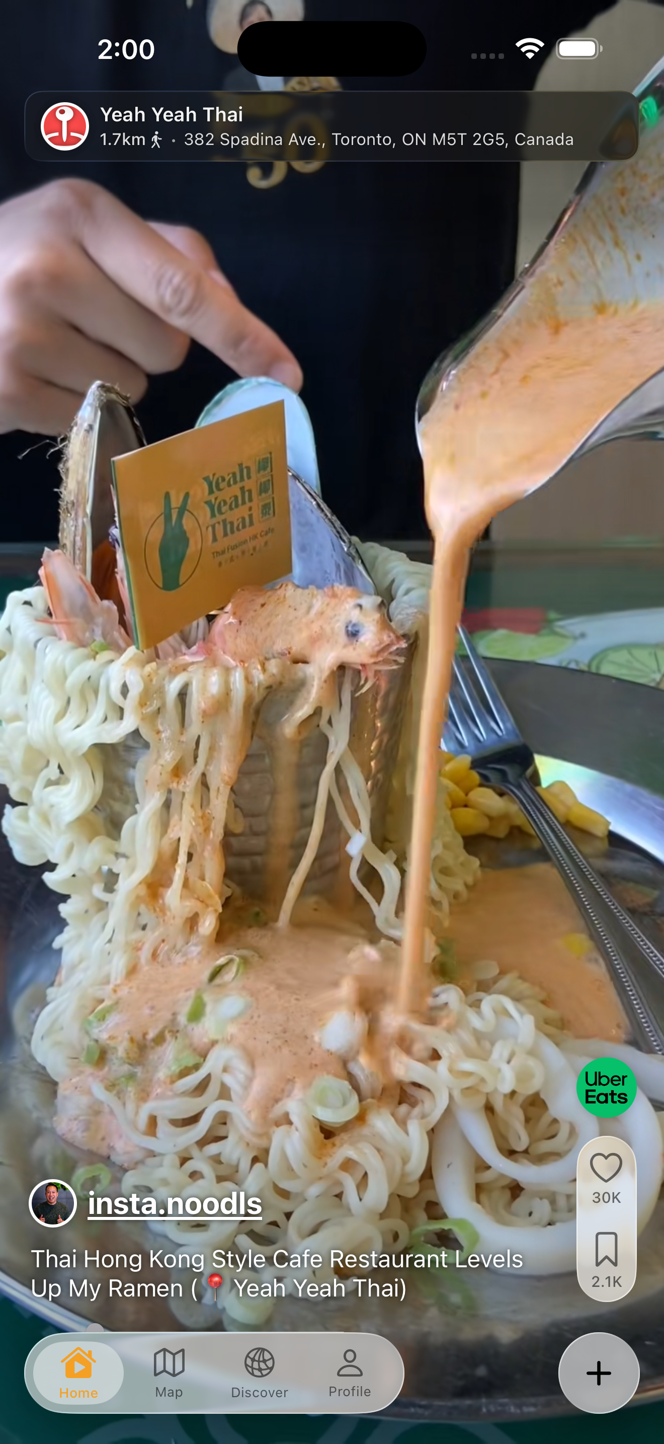 BiteMap video feed showing restaurant reviews